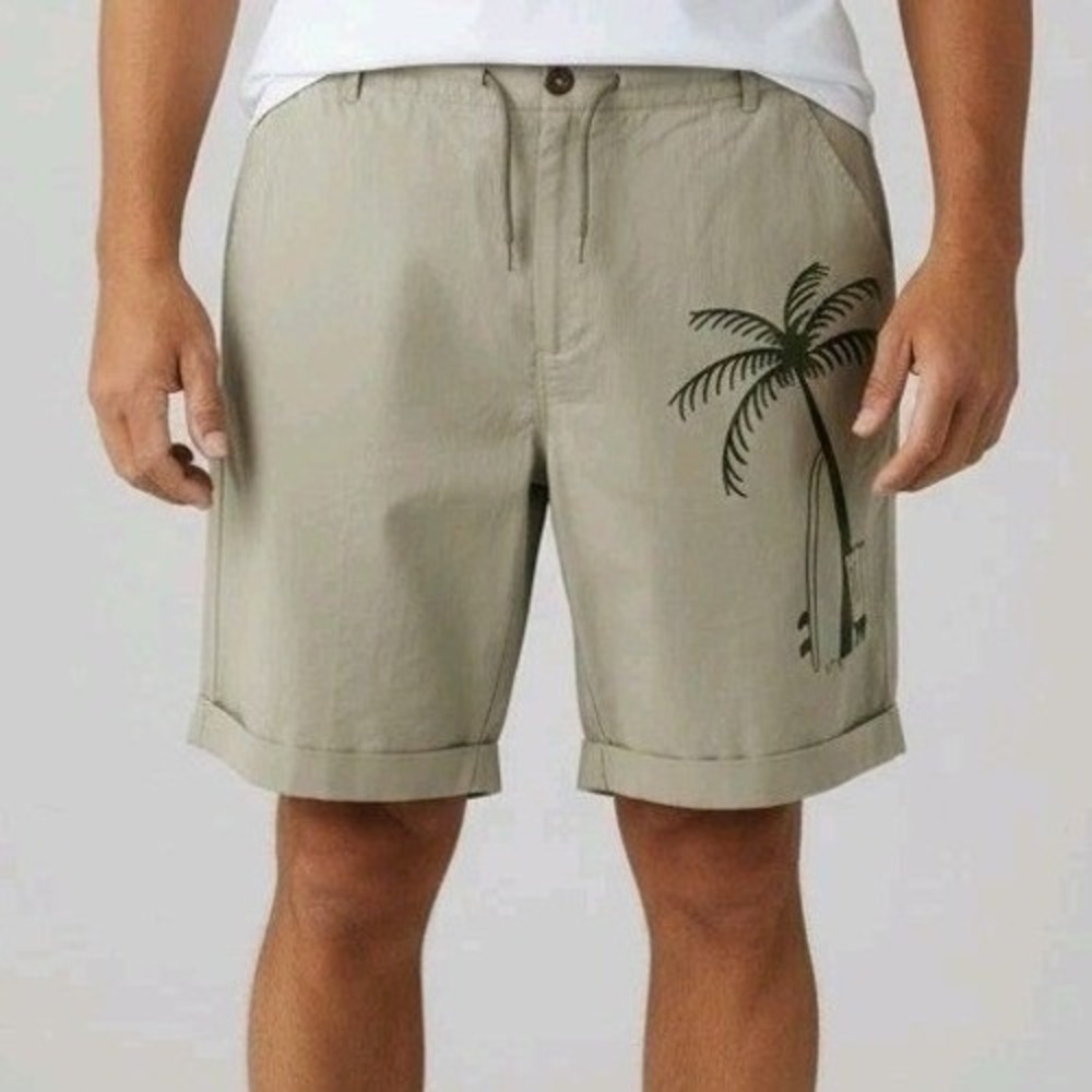 Hawalili Coastal Shorts Men 3XL Beige Neutral Travel Bermuda Casual Tropical